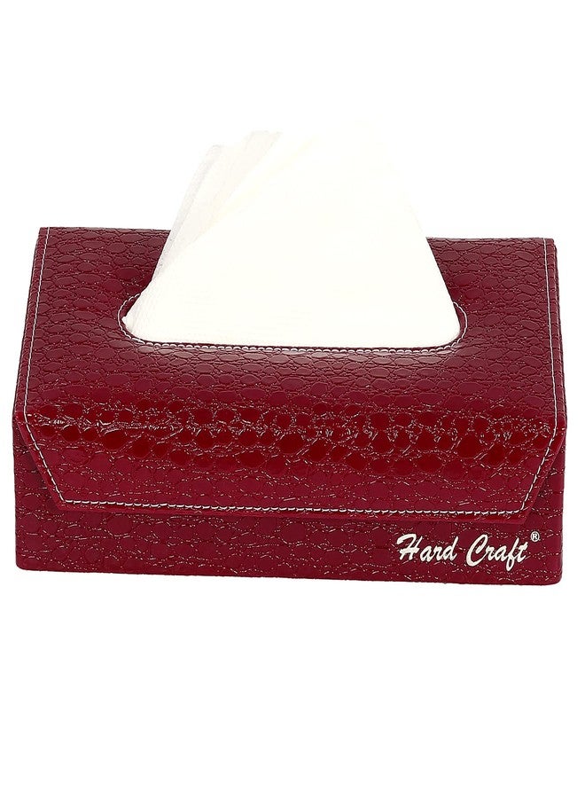 Hard Craft Croco Leather Tissue Box Hold (Maroon) - Image 2